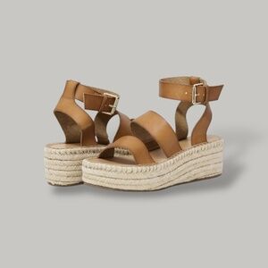The Drop Listilla Espadrille Wedge Sandals Cognac Size 7.5